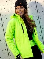 Kurtki damskie - Zielony-neon kurtka zimowa damska sportowa Denley HH012 - miniaturka - grafika 1