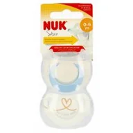 Smoczki uspokajające - Nuk Smoczek uspokajający silikonowy 0-6 mies. Star 10730713 2 szt. - miniaturka - grafika 1