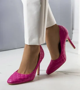 Różowe szpilki pikowane Nadelia-36 - Półbuty damskie - miniaturka - grafika 1