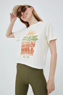 Koszulki i topy damskie - Billabong t-shirt bawełniany kolor beżowy - grafika 1