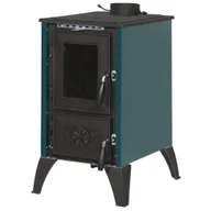 Piece wolnostojące - Piec kominek kuchnia żeliwny koza z fajerką płytą grzewczą 9-10kW (kolor: zielony, średnica wylotu spalin: 130mm) - spełnia anty-smogowy EkoProjekt 99682735 - miniaturka - grafika 1