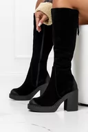 Kozaki damskie - Czarne kozaki skórzane na słupku zamek z tyłu PRODUKT POLSKI Casu 70129-39 - miniaturka - grafika 1