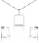 Zestawy biżuterii dla kobiet - Komplet biżuterii srebrny kwadraty - miniaturka - grafika 1