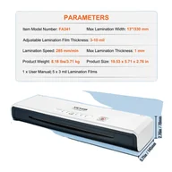 Laminatory - laminator 13", tryby gorący i zimny, system 4-rolkowy, 285 mm/min, szerokość 13 cali - miniaturka - grafika 1