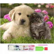 Zabawki kreatywne - HAFT DIAMENTOWY Diamond Painting MOZAIKA OBRAZ ZESTAW 5D 40x30 pies kot - miniaturka - grafika 1