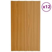 shumee Panele dachowe 12 szt. stal kolor jasnego drewna 80x45 cm