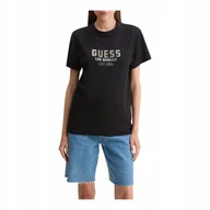 Koszulki i topy damskie - GUESS KOSZULKA DAMSKA T-SHIRT SS CN PYRAMIDE STUDS TEE CZARNA r.M - miniaturka - grafika 1