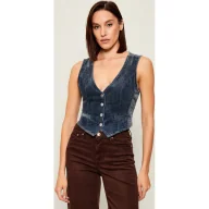 Kamizelki damskie - GUESS Jeansowa kamizelka ADELE Slim Fit - miniaturka - grafika 1