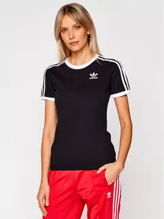 Koszulki sportowe damskie - Adidas T-Shirt 3 Stripes Tee GN2900 Czarny Regular Fit - grafika 1