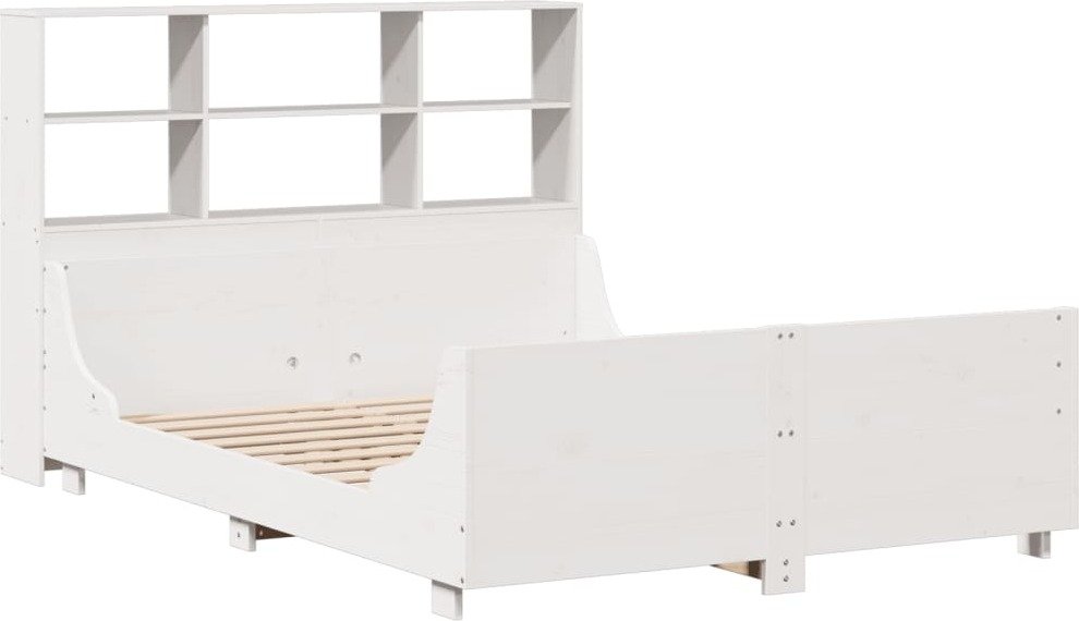 vidaXL Łóżko z litego drewna z półką bez materaca Białe 120x190 cm