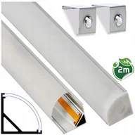 Akcesoria do oświetlenia - Profil Aluminiowy Narożny Rogowy Do Taśmy Led 8 i 10mm Srebrny 2m Zestaw - miniaturka - grafika 1
