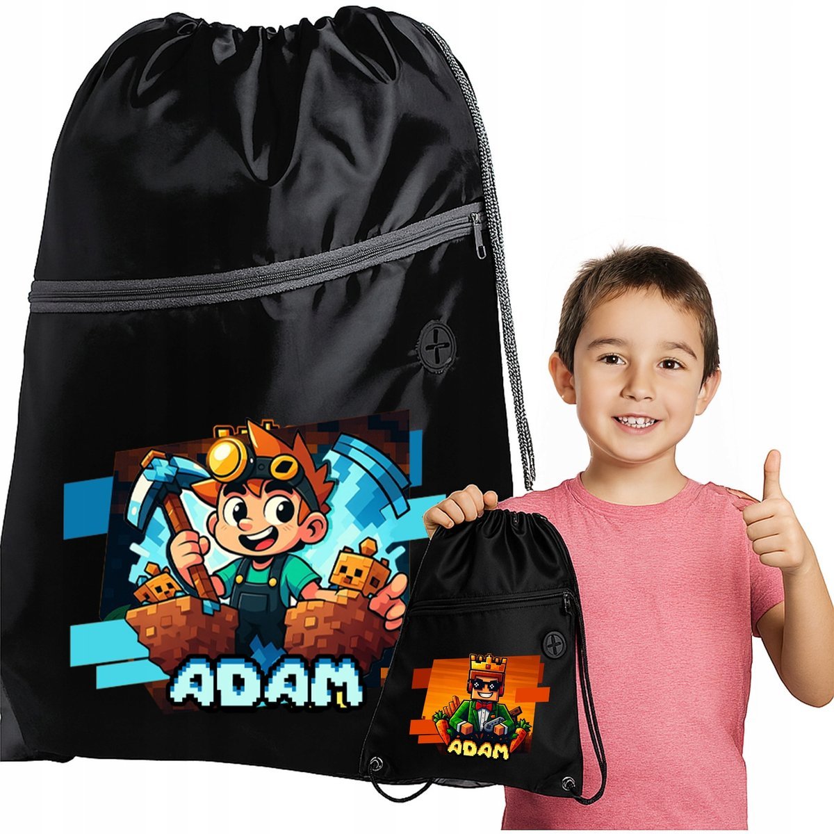 WOREK PLECAK SZKOLNY NA BUTY DO SZKOŁY PRZEDSZKOLA PIXELE PIXEL GRA MINE