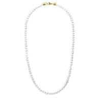 Naszyjniki męskie - Męski perłowy naszyjnik perły hodowlane z pozłacanym zapięciem unisex - Manoki - miniaturka - grafika 1