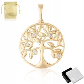 Wisiorki - ZŁOTA ZAWIESZKA DRZEWKO SZCZĘŚCIA Z KRYSZTAŁKAMI PREZENT DLA DZIEWCZYNY 18K - miniaturka - grafika 1
