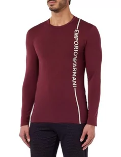 Emporio Armani Męski T-shirt z logo z boku, burgundowy, S - Koszulki męskie - miniaturka - grafika 1