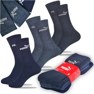 PUMA Skarpety D��ugie Bawe��niane 3 pary Granat Basic 88329604 Rozmiar 39/42 - Skarpetki męskie - miniaturka - grafika 1