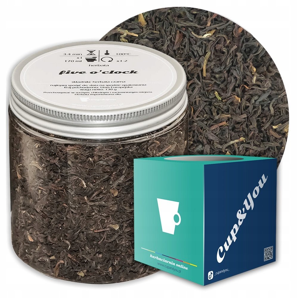 Herbata czarna FIVE O'CLOCK smak aromatyczna i kwiecista herbata angielska - herbata liściasta sypana mieszanka napar susz - gotowa na prezent upomi..