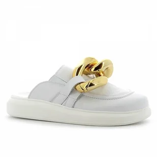 Białe klapki skórzane z zakrytymi palcami CARINII - Carinii - Klapki i japonki damskie - miniaturka - grafika 1