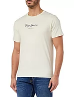 Koszulki męskie - Pepe Jeans Koszulka męska Edward, beżowy (kość słoniowa), XS - miniaturka - grafika 1