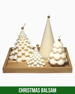 Świece - Zestaw Zimowy Las - 5 elementów - 4 świece - Drewniana Podstawka - Dekoracja na Boże Narodzenie – Zapach Christmas Balsam - miniaturka - grafika 1