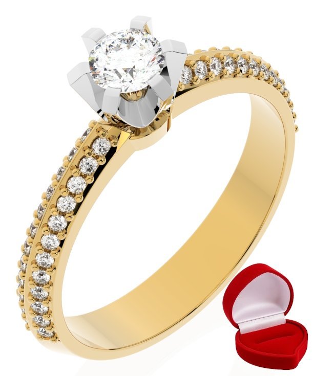 ZŁOTY PIERŚCIONEK ZARĘCZYNOWY 585 14k DIAMENT BRYLANT 0,24 ct R15
