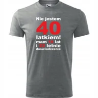 Koszulki męskie - Męska Koszulka z Nadrukiem Nie jestem 40 latkiem, mam 18 lat i 22 letnie ciemnoszary melanż M - miniaturka - grafika 1