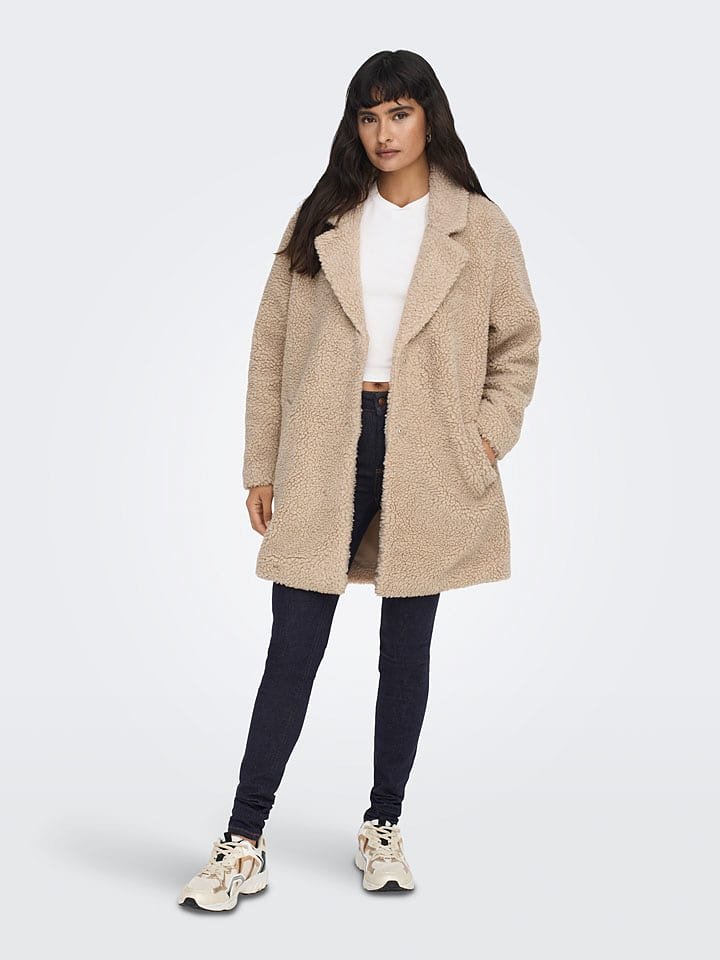 ONLY Pluszowy płaszcz w kolorze beżowym