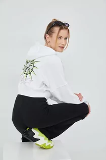 Bluzy damskie - Adidas Originals Originals bluza damska kolor biały z kapturem z nadrukiem - grafika 1