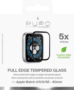 PURO Full Edge Tempered Glass - Szkło ochronne hartowane na ekran Apple Watch 4/5/6/SE 40 mm (czarna ramka) - Akcesoria do smartwatchy - miniaturka - grafika 1