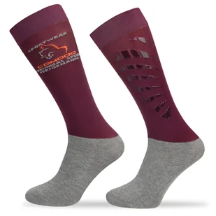 Podkolanówki jeździeckie SPJT z silikonem, bordo, S, 35-38 - Skarpetki damskie - miniaturka - grafika 1