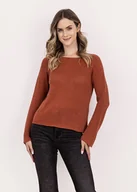 Swetry damskie - Cienki sweterek z rozszerzonymi rękawami - SWE346 rudy MKM - miniaturka - grafika 1