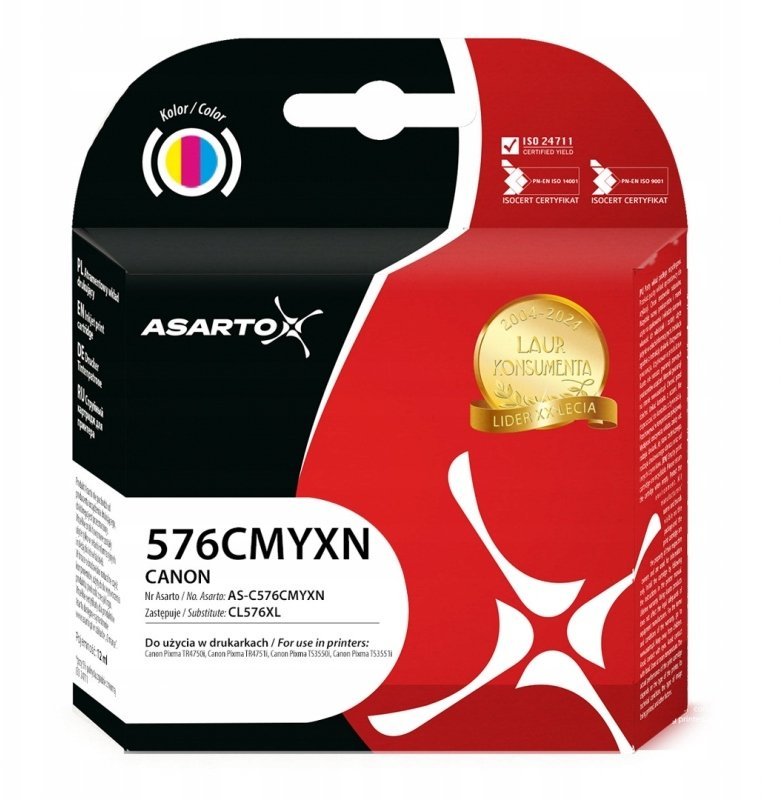 Tusz Asarto do Canon 576CMYXN 5441C001Â CL576XL 340 str. black AS-C576CMYXN