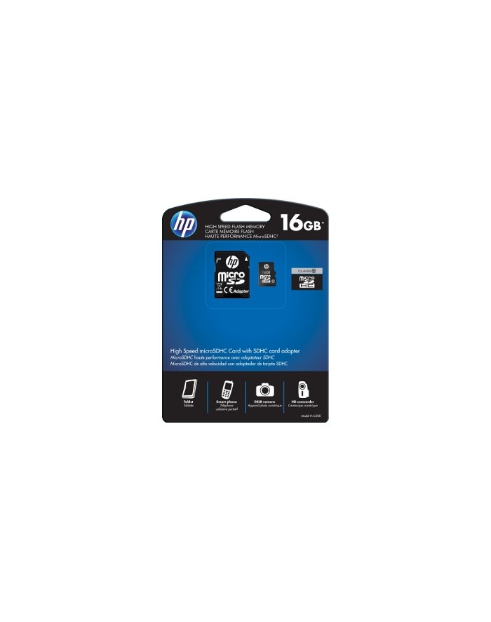 HP karta pamięci microSD 16GB Class 10 + Adapter SDU16GBHC10HP-EF