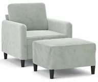 Fotele - Jasnoszary nowoczesny wypoczynkowy fotel z podnóżkiem C3-R39 - miniaturka - grafika 1