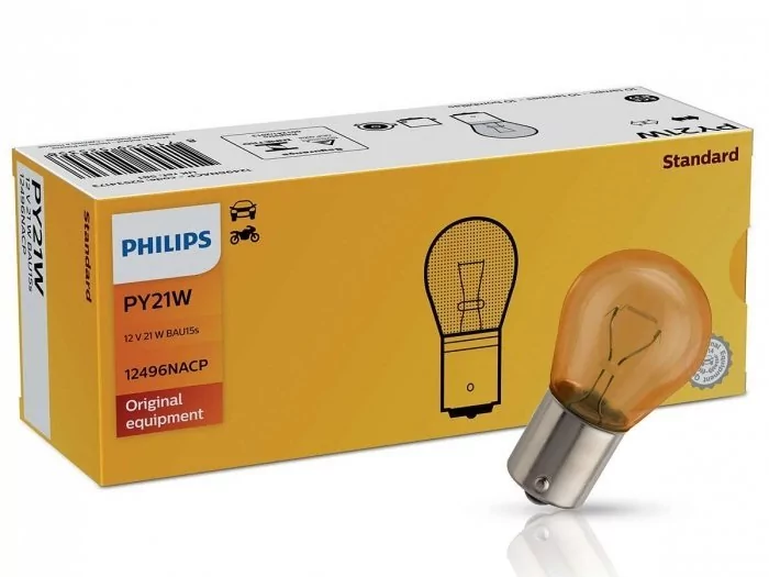 Żarówki Philips 12V 21W PY21W BAU15s, pomarańczowe, 10 szt.