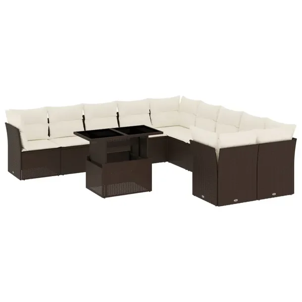 Zestaw wypoczynkowy rattan PE 4s+6s+stół brązowy 62x62x69cm
