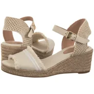 Sandały damskie - Sandały Fringe Canvas Medium Wedge Muslin FW0FW08879 ACJ (TH1359-a) Tommy Hilfiger - miniaturka - grafika 1