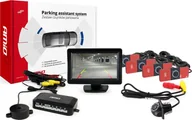 Czujniki parkowania - AMiO Zestaw czujników parkowania tft 4,3" z kamerą hd-305 led 4 sensory czarne wewnętrzne - miniaturka - grafika 1