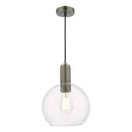 Lampy sufitowe - Lampa wisząca Nikolas Pendant Antique Chrome Round Clear Glass - miniaturka - grafika 1