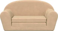Sofy i kanapy - vidaXL Sofa rozkładana dla dzieci 2-osobowa kremowa Miękki plusz - miniaturka - grafika 1