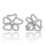 Kolczyki - Srebrne kolczyki kwiatki z cyrkoniami sztyfty pr. 925 - miniaturka - grafika 1