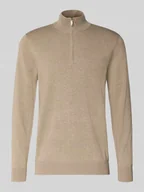 Swetry męskie - Sweter z dzianiny ze stójką i zamkiem błyskawicznym - miniaturka - grafika 1
