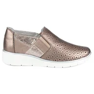 Slip on damskie - Filippo Złote Półbuty Slip On złoty - ButyModne - miniaturka - grafika 1