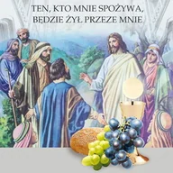 Ikony i obrazy sakralne - Baner na Boże Ciało, "Ten kto Mnie spożywa, będzie żył wiecznie" 150x150 cm - miniaturka - grafika 1