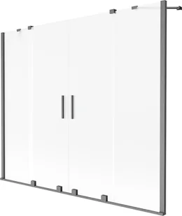 Mexen Velar Duo parawan nawannowy 2-skrzydłowy rozsuwany 200 x 150 cm, szron, gun gray szczotkowany - 896-200-000-32-66 - Parawany nawannowe - miniaturka - grafika 1
