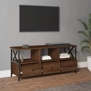 Szafka pod telewizor, brązowy dąb, 102x33x45 cm Lumarko! - Szafki RTV - miniaturka - grafika 4