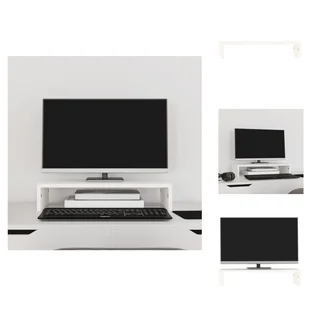 vidaXL Podstawa pod monitor biała 50x27x10 cm lite drewno sosnowe - Podstawa pod monitor komputerowy - Akcesoria do monitorów - miniaturka - grafika 1