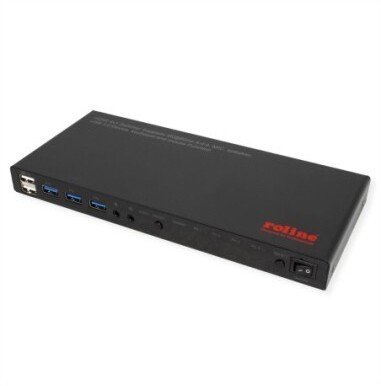 Przełącznik Roline Przełącznik KVM ROLINE, 4 komputery, HDMI 4K przy 60 Hz, z 3-portowym hubem USB 3.2 Gen1 / USB 3.0