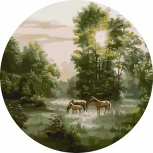 Twoje Hobby Malowanie po numerach okrągłe - Konie w lesie 40cm - Malowanie po numerach Twoje Hobby Malowanie po numerach okrągłe - Konie w lesie 40cm - Malowanie po numerach - miniaturka - grafika 1