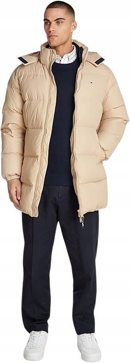 TOMMY JEANS KURTKA MĘSKA PIKOWANA BEŻOWA Z KAPTUREM XXL 1JQA